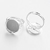 Adjustable Silver Color Plated Brass Pad Ring Settings X-KK-E653-08S-1