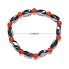 Round Natural Carnelian(Dyed & Heated) Stretch Bracelets BJEW-G072-13-2