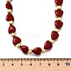 Brass & ABS Imitation Pearl Heart and Round Beaded Necklaces for Women NJEW-D314-11C-G-5