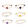 Natural Gemstone & Pearl Round Beaded Bangle BJEW-JB08464-1