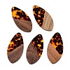 Transparent Resin and Walnut Wood Pendants RESI-T057-05D-1
