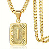 Rectangle with Letter Pattern 304 Stainless Steel Pendant Necklaces FS-WGFC766-16-1