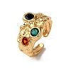 Brass Micro Pave Cubic Zirconia Cuff Rings for Women RJEW-F191-01G-02-4