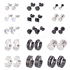 28Pcs 9 Style Clear Cubic Zirciona Diamond & Flat Round Stud Earrings & Ear False Plugs & Hoop Earrings EJEW-AN0003-46-1