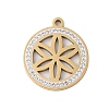 Preserved Fresh Flower 304 Stainless Steel Rhinestone Pendants STAS-S139-01G-05-1