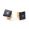 Square Enamel with Evil Eye Wide Band Finger Rings RJEW-A014-02G-08-1