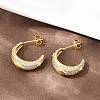 C-Shaped Brass Micro Pave Clear Cubic Zirconia Stud Earrings LS-EJEW-A151-01G-3