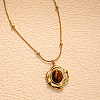 Natural Tiger Eye Pendant 304 Stainless Steel Chain Necklaces FS-WG84F4F-04-1