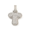 Brass Micro Pave Clear Cubic Zirconia Pendants KK-B099-01P-T-1