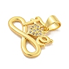Rack Plating Brass Micro Pave Clear Cubic Zirconia Pendants KK-B091-49G-01-2