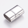 Tarnish Resistant Rectangle 304 Stainless Steel Magnetic Clasps with Glue-in Ends LS-STAS-M195-11-2