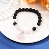 Natural Rose Quartz Heart Charms Bracelets BJEW-JB12402-01-1