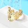 Ion Plating(IP) 304 Stainless Steel Wide Flower Open Cuff Ring for Women RJEW-G275-05G-2