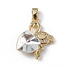 Real 18K Gold Plated Rack Plating Brass Micro Pave Clear Cubic Zirconia Pendants KK-C015-33G-14-1