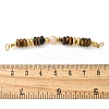 Natural Tiger Eye & Plastic Imitation Pearl Disc Beaded Connector Charms/Links STAS-L277-11G-01-3