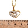304 Stainless Steel Crystal Rhinestone Heart Pendant Cable Chain Necklaces for Women LS-NJEW-Z056-01B-G-5