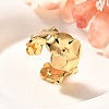 Flower 201 Stainless Steel Open Cuff Ring for Women RJEW-A053-02A-G-1
