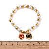 201 Stainless Steel Round Beaded Stretch Bracelets BJEW-C090-03G-G-5