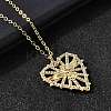 Brass Micro Pave Clear Cubic Zirconia Bird Heart Pendant Necklaces for Women NJEW-D311-01A-G-2