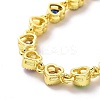 Enamel Evil Eye & Cubic Zirconia Heart Link Chain Bracelet BJEW-H555-01C-4