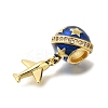 Brass Blue Enamel European Dangle Charms KK-M101-09G-2
