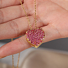 Brass Micro Pave Cubic Zirconia Heart Pendant Necklaces for Women RK4443-2-2