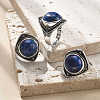 Natural Lapis Lazuli Adjustable Rings G-P560-03AS-14-1