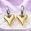 Two Tone Heart Brass Hoop Earrings EJEW-D322-12GP-01B-1