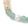 Natural Green Aventurine & Citrine & Shell Pearl Round Beads Stretch Bracelets for Women BJEW-JB12229-01-4