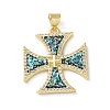 Brass Micro Pave Clear Cubic Zirconia Pendants KK-C045-06G-1