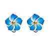 Handmade Polymer Clay Plumeria Stud Earrings EJEW-JE06438-5