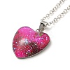 Glass Heart with Cloud Pendant Necklace LS-NJEW-H165-01G-2