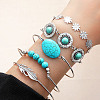 5Pcs 5 Styles Zinc Alloy & Resin Imitation Turquoise Link Chain Bracelets WGDCF13-03-1