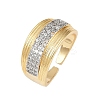 Brass Micro Pave Clear Cubic Zirconia Cuff Rings RJEW-C140-15G-4