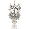 Antique Silver Tone Alloy Acrylic Rhinestone Bird Pendants RB-J254-01AS-2