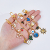 4Pcs 4 Styles Cactus Bowknot Sun Butterfly Charm Brass Paperclip Chains Bag Extender Chains HJEW-HS00069-3