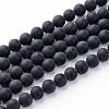 Natural Grade A Dyed & Heated Black Agate Beads Strands X-G447-3-1