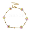 304 Stainless Steel & Synthetic Stone Daisy Flower Chain Anklets for Women LS-AJEW-B031-01G-01-4