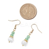 Round Natural Malaysia Jade & Cat Eye Beaded Dangle Earrings EJEW-JE06472-4