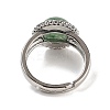 Natural Green Aventurine Round Adjustable Rings RJEW-K271-02P-05-3