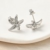 Brass Micro Pave Clear Cubic Zirconia Stud Earrings EJEW-A145-03D-P-3