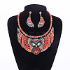 Owl Alloy Rhinestone & Polyester Cord Pendant Necklaces & Stud Dangle Earring Sets FS-WGE12EA-02-2