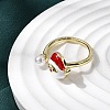 Christmas Brass Micro Pave Cubic Zirconia Enamel Cuff Rings for Women RJEW-L336-02G-3