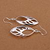 Silver Color Plated Brass Leaf Dangle Earrings EJEW-BB11801-4