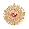304 Stainless Steel and Resin Flower Pendants STAS-R170-03G-02-1