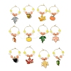 Autumn Theme Alloy Enamel with Glass Wine Glass Charms AJEW-SC0002-12-1