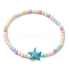 Beach Starfish Synthetic Turquoise Link Bracelets BJEW-JB10238-04-1