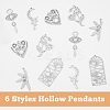 12Pcs 6 Styles Divination Theme 201 Stainless Steel Pendants STAS-DC0012-70-3