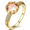 Romantic Real 18K Gold Plated Brass Cubic Zirconia Flower Party Rings RJEW-BB14635-8G-1