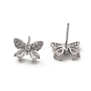 Brass Micro Pave Clear Cubic Zirconia Stud Earrings EJEW-R016-02P-4